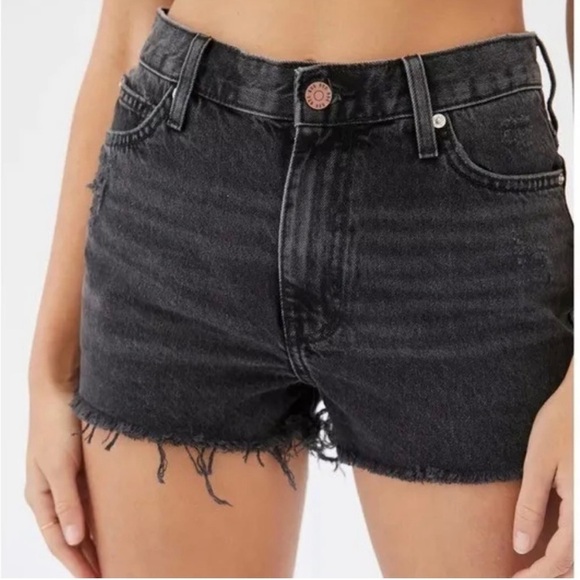 BDG Urban Outfitters Charcoal colored Raw Hem Distressed Denim Shorts Size 32 - Picture 1 of 11